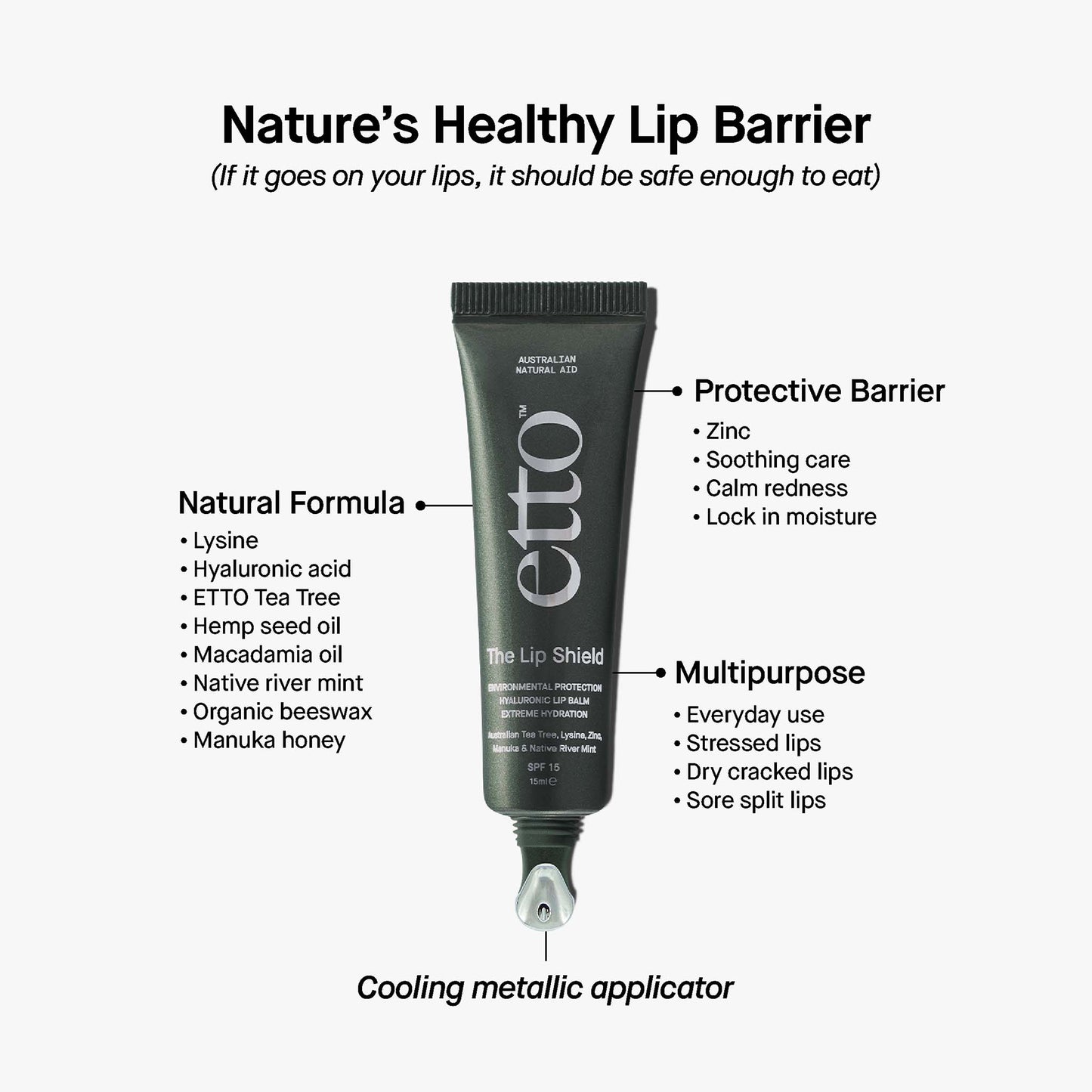 The Lip Shield, Deep Hydration with Lysine, Tea Tree & Zinc