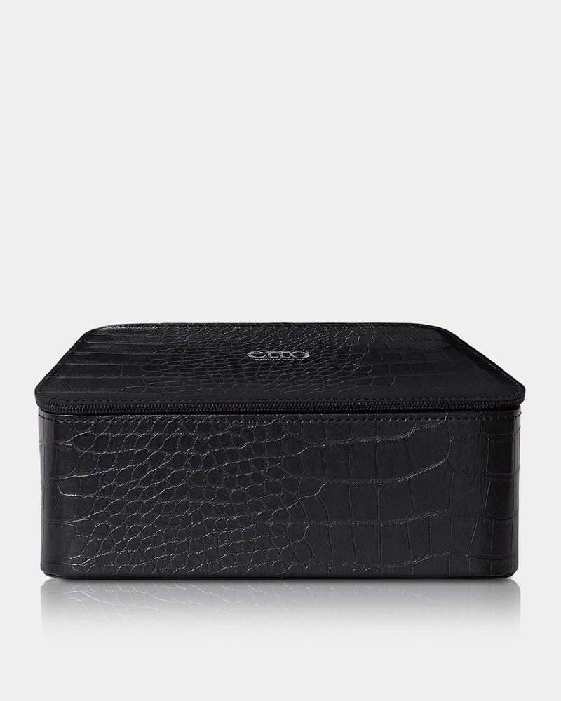 Vegan Leather Crocodile Embossed Vanity Case