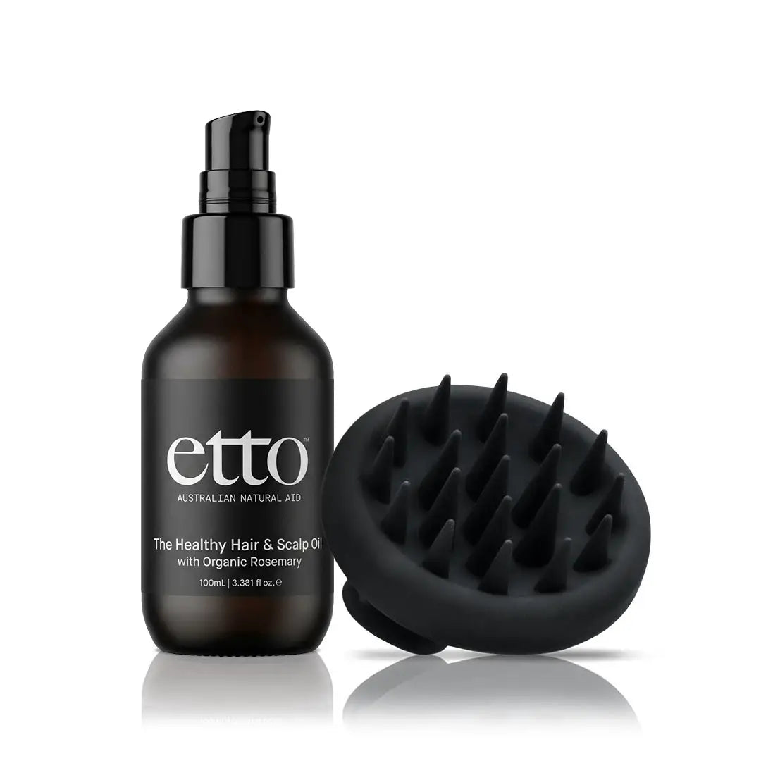 The Healthy Hair & Scalp Oil & Soft Silicone Scalp Massage Tool | Organic Rosemary & Coconut