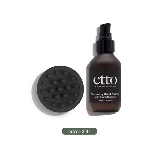 The Healthy Hair & Scalp Oil & Soft Silicone Scalp Massage Tool | Organic Rosemary & Coconut