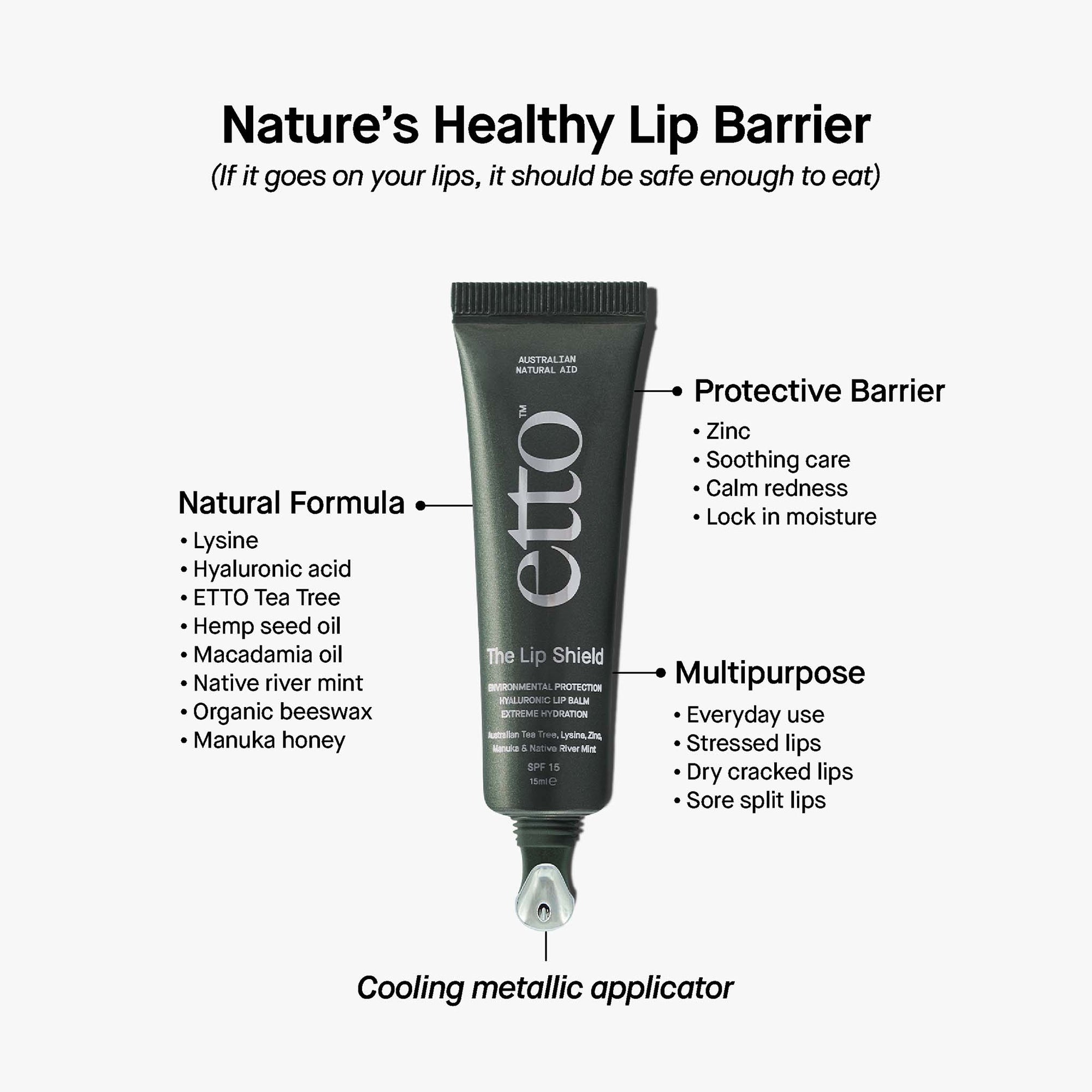 The Lip Shield, Deep Hydration with Lysine, Tea Tree & Zinc