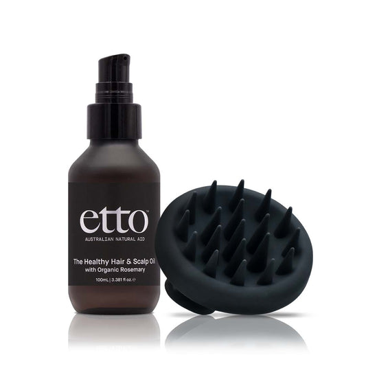 The Healthy Hair & Scalp Oil & Soft Silicone Scalp Massage Tool | Organic Rosemary & Coconut